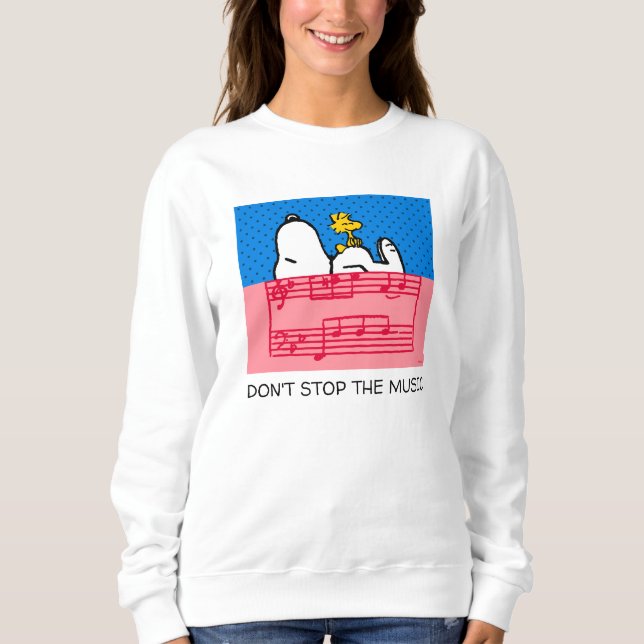 Sweatshirt cacahuètes | Snoopy & Woodstock Musique & Pois (Devant)