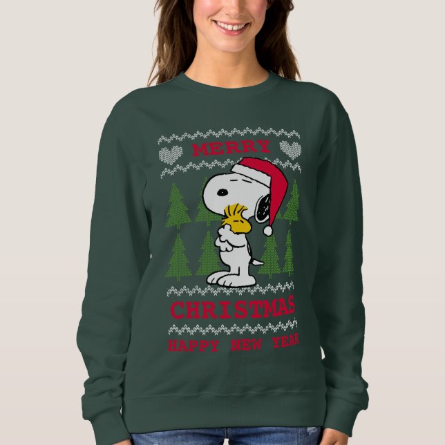 Sweatshirt cacahuètes | Snoopy & Woodstock Santa Claus Hug (Devant)