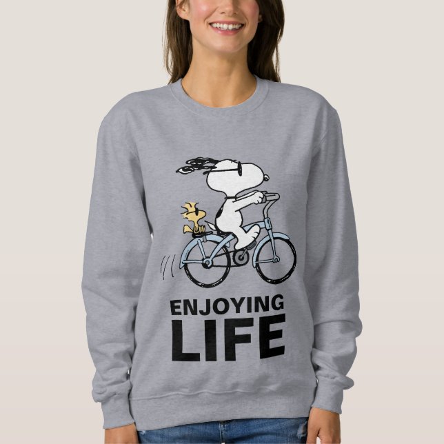 Sweatshirt cacahuètes | Vélo Snoopy & Woodstock (Devant)