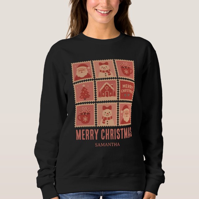 Sweatshirt Cachet de Noël rose (Devant)