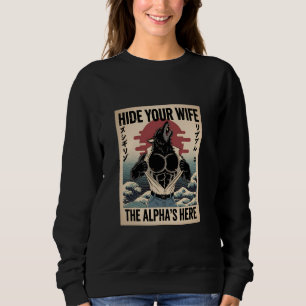 Sweatshirt Cachez Votre Femme Alpha est Ici Loup Japonais Uki