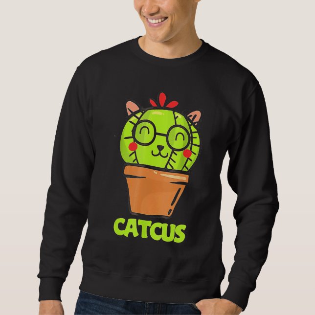 Sweatshirt Cactus de jeu de mots sur les chats (Devant)