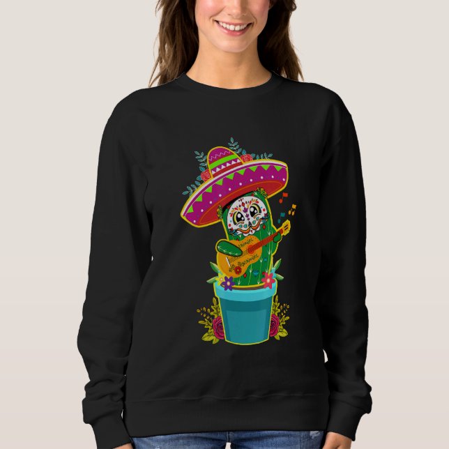 Sweatshirt Cactus Dia De Los Muertos Calaveras De Cactus Suga (Devant)