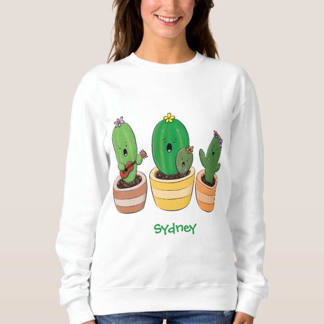 Sweatshirt Cactus trio chantante mignonne dessin animé (Devant)