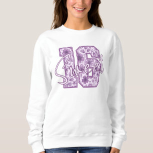 Sweatshirt Cadeau de 16 ans Fleur Violet Lavande Sweet 16