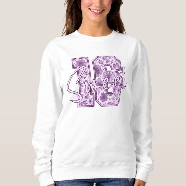 Sweatshirt Cadeau de 16 ans Fleurs de Lavande Violette Douce  (Devant)
