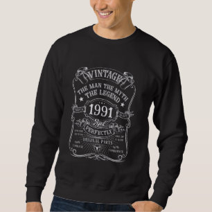 Sweatshirt Cadeau de 33 ans Vintage 1991 Homme Mythe Légende
