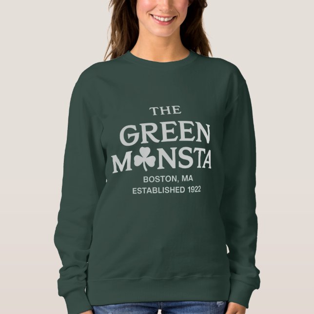 Sweatshirt Cadeau de baseball Green Monsta Boston Green Monst (Devant)