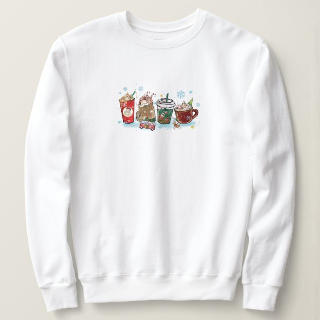 Sweatshirt Cadeau de café de Noël, joli café de Noël (Design devant)