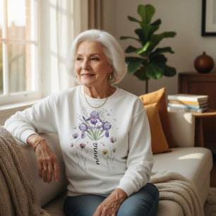 Sweatshirt Cadeau de Fête des Mères Iris Violet Floral Bohème