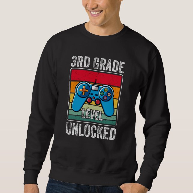 Sweatshirt Cadeau de jeu vidéo rétro niveau 3e débloqué (Devant)