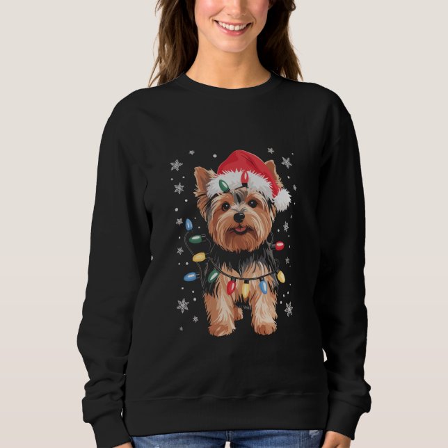 Sweatshirt Cadeau de Noël de Yorkie Chien de Noël Long (Devant)