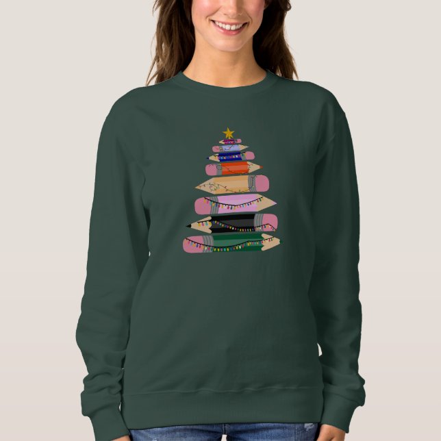 Sweatshirt Cadeau De Noël Pour Enseignant, Pen Joyeux Arbre D (Devant)