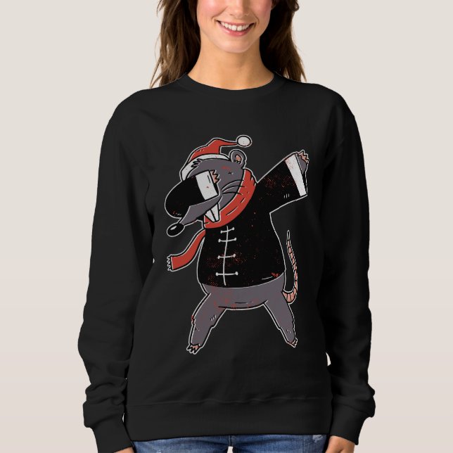 Sweatshirt Cadeau de Noël Rat Dabbing pour les amateurs de so (Devant)