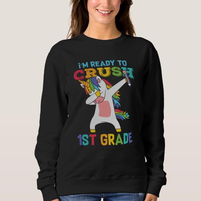 Sweatshirt Cadeau de première année d'école pour élève licorn (Devant)