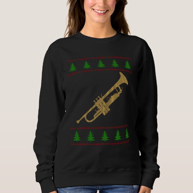 Sweatshirt Cadeau de trompette de Noël (Devant)