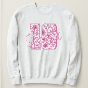Sweatshirt Cadeau élégant pour filles de 16 ans à fleurs rose