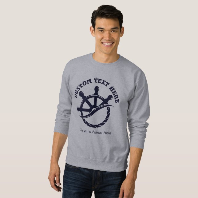 Sweatshirt Cadeau nautique de bateau de capitaine personnalis (Devant entier)