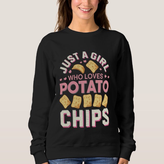 Sweatshirt Cadeau pour amatrice de frites Juste une fille qui (Devant)