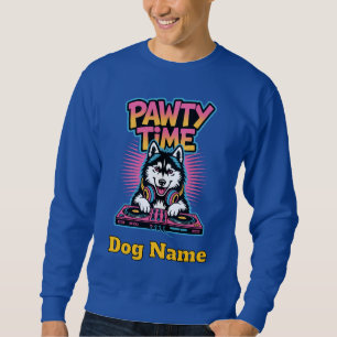 Sweatshirt Cadeau Rétro Néon pour une Fête de Patte de Husky 