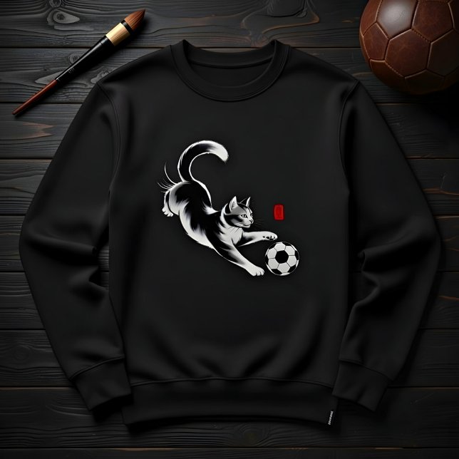Sweatshirt Cadeau unique pour chat : chat de football Minimal (Créateur téléchargé)