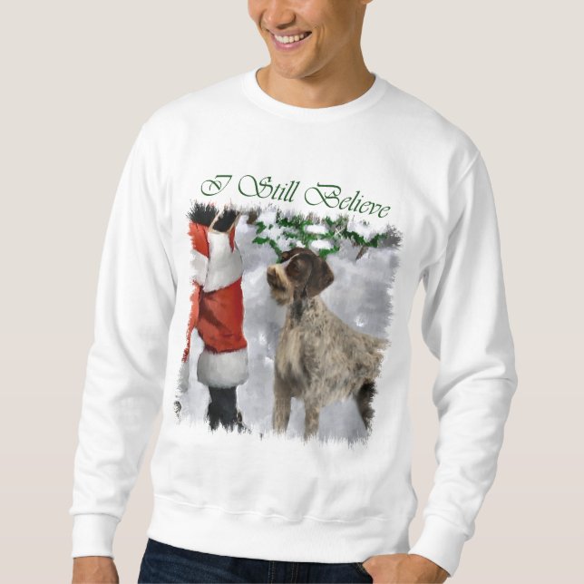 Sweatshirt Cadeaux de Noël À poils durs Pointeur allemand (Devant)