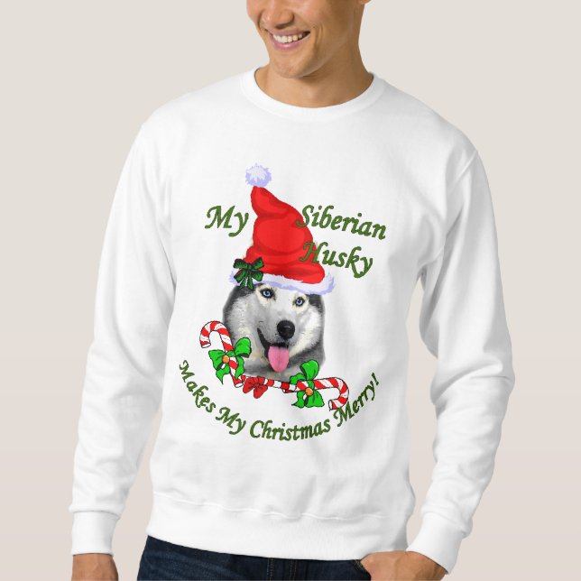 Sweatshirt Cadeaux de Noël Sibériens Husky (Devant)