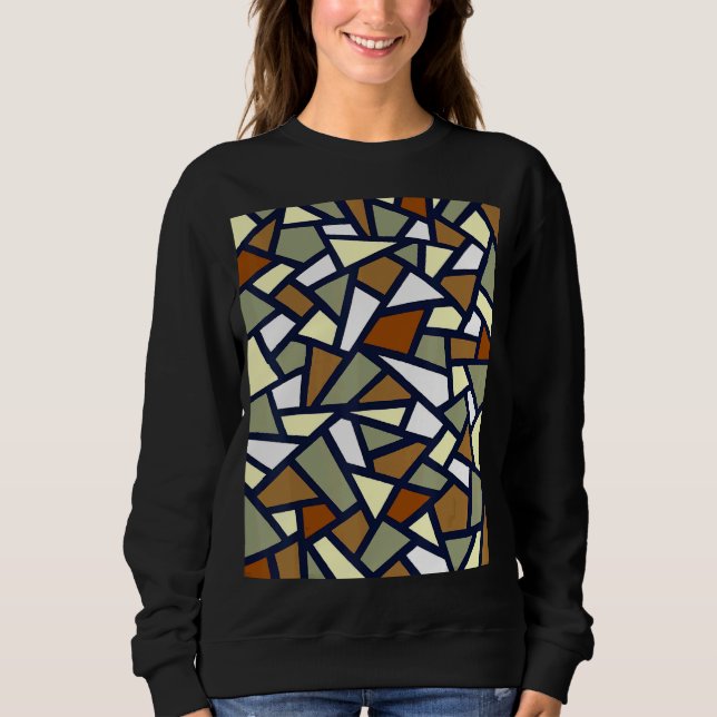 Sweatshirt Café Abstrait Géométrique Noir Tan Grey W (Devant)
