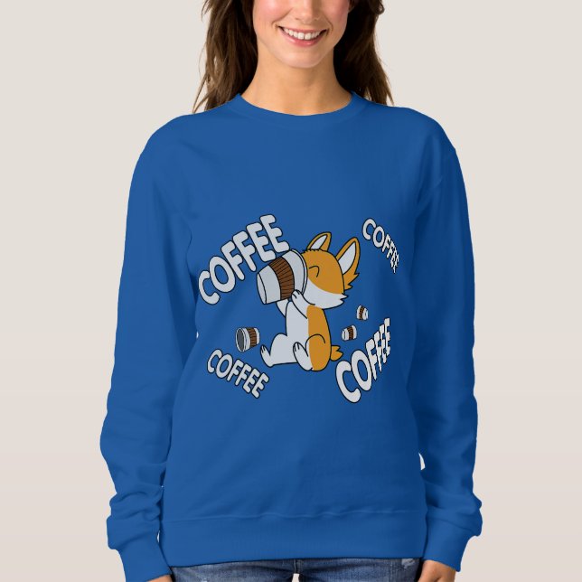 Sweatshirt Café café Corgi Premium (Devant)