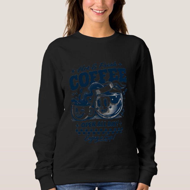 Sweatshirt ☕ Café Chaud et Frais – Tee Retro Chill (Devant)