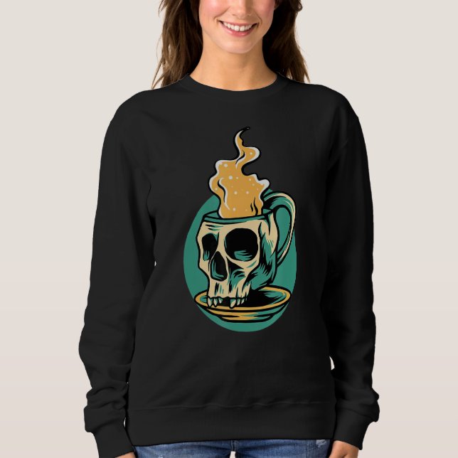 Sweatshirt Café chaud Squelette Boire Café (Devant)