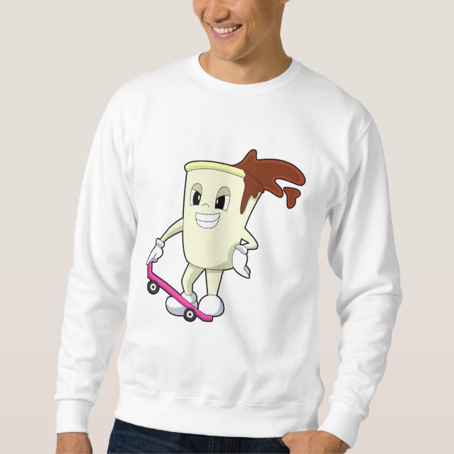 Sweatshirt Café en patinage avec skateboard (Devant)