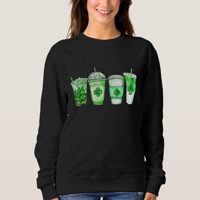 Sweatshirt Café Lucky Latte Green St. Patrick's Day Irish S (Devant)