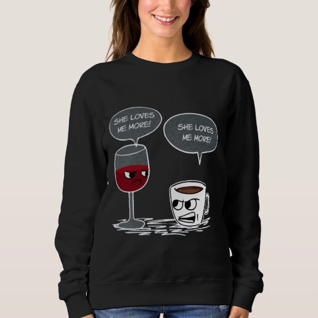 Sweatshirt Café Vin Elle M'Aime Plus Équipé Scoop (Devant)