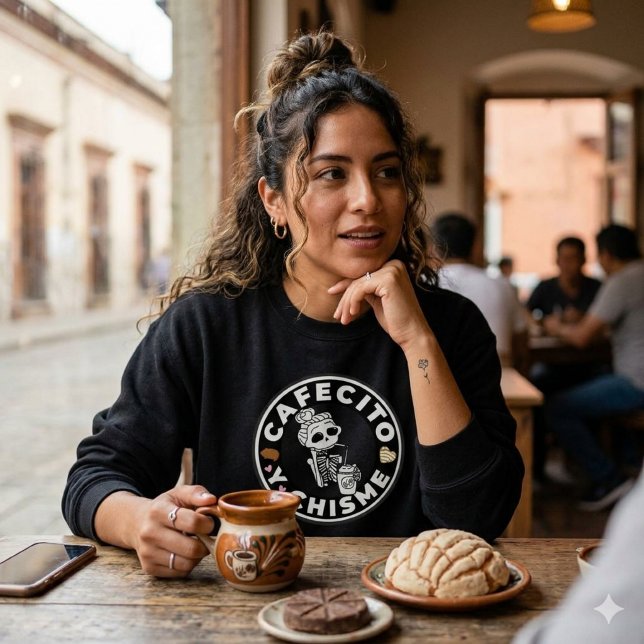 Sweatshirt Cafecito et potins Pain sucré mexicain (Cafecito y Chisme Pan dulce Mexican Sweatshirt)