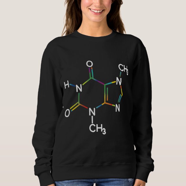 Sweatshirt Caféine Molécule Chimique I Love Coffee Chimie (Devant)