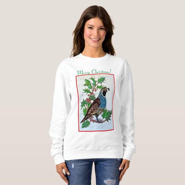 Sweatshirt Caille dans une chemise de houx 2 (Devant entier)