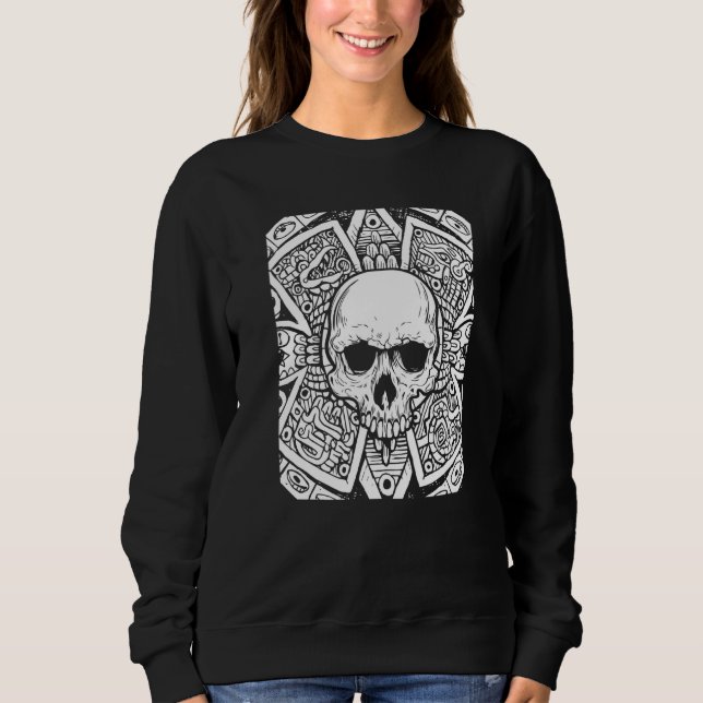 Sweatshirt Calendrier Aztec du crâne Dia De Los Muertos Da me (Devant)