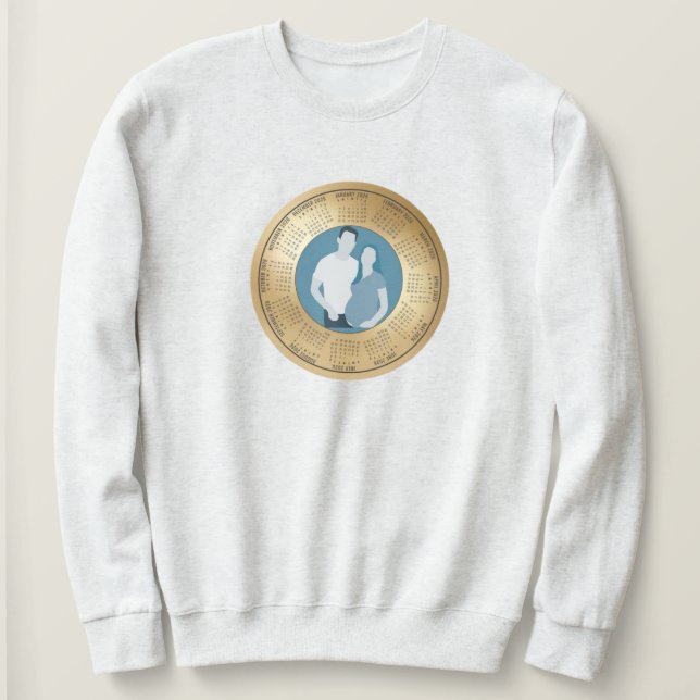 Sweatshirt Calendrier de grossesse 2026 Nous attendons un béb (Design devant)