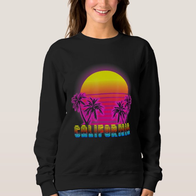 Sweatshirt California Beach Life Electro Retro Sunset Love Ca (Devant)