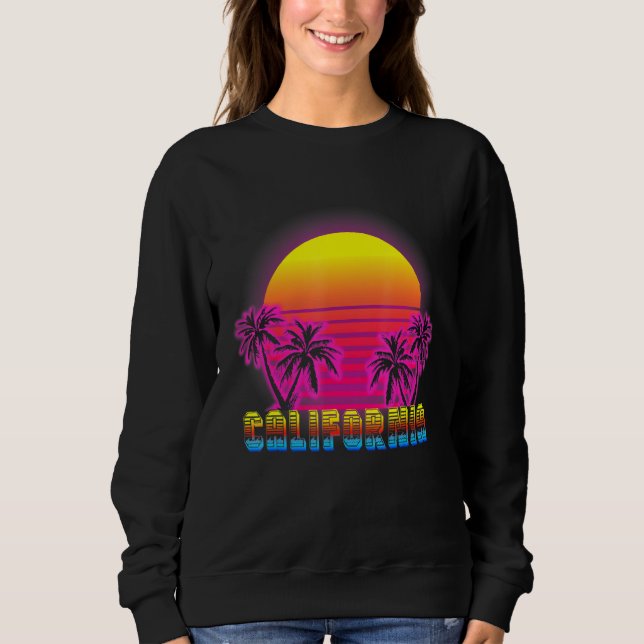 Sweatshirt California Beach Life Electro Retro Sunset Love Ca (Devant)
