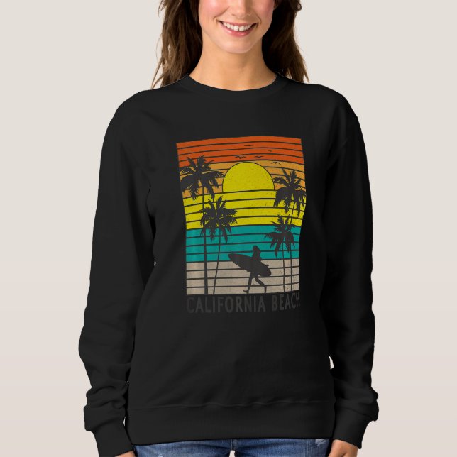Sweatshirt California Beach Surfer Girl Surfing Surf Palm Tre (Devant)