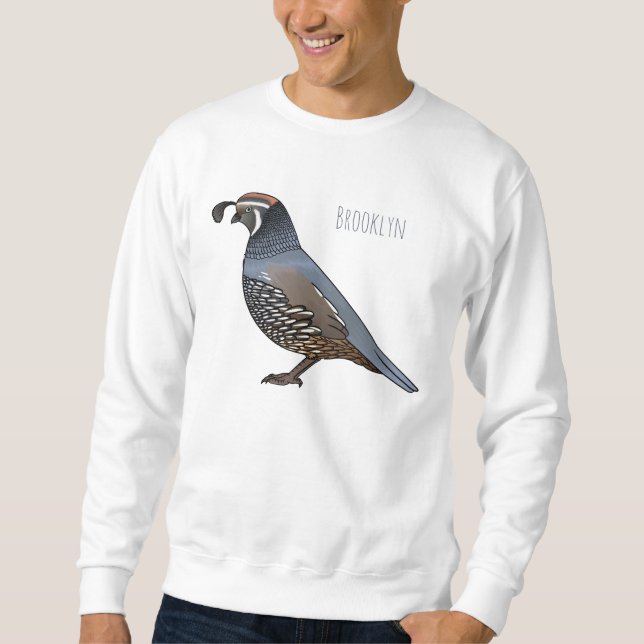 Sweatshirt California quail bird cartoon illustration (Devant)