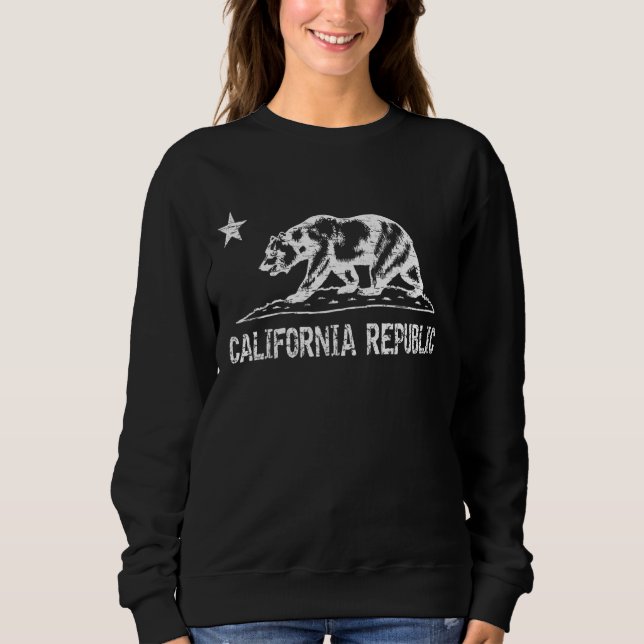 Sweatshirt California State Bear Vintage Distressed Graphisme (Devant)