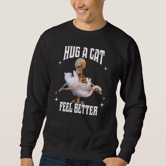 Sweatshirt Câlins de chat pour se sentir mieux - Squelette de (Devant)