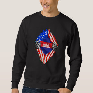 Sweatshirt Cambodge Racines Drapeau américain Patriotique cam