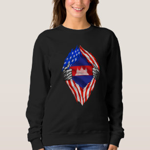 Sweatshirt Cambodge Racines Drapeau américain Patriotique cam