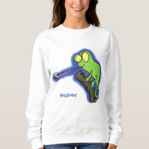 Sweatshirt Caméléon lézard de dessin animé vert drôle mignon
