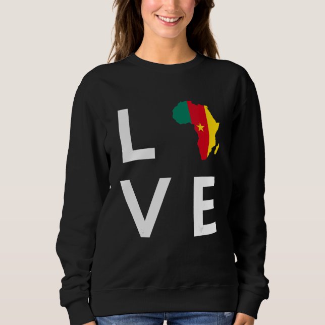 Sweatshirt Cameroun Drapeau Aimer Afrique Continent Silhouett (Devant)