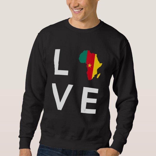 Sweatshirt Cameroun Drapeau Aimer Afrique Continent Silhouett (Devant)